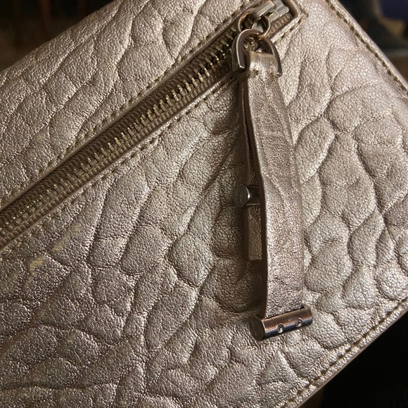 Stuart Weitzman Metallic Rose Gold Silver Chain purse wallet clutch - Picture 6 of 14